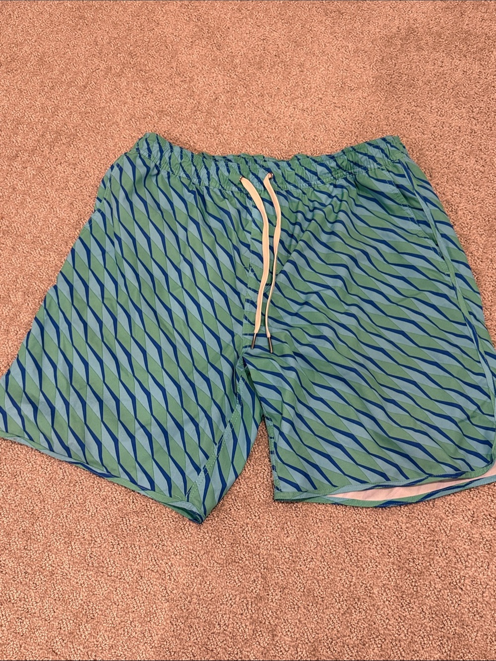 Men's Aqua Stripe Swim Trunks - Blue/Green